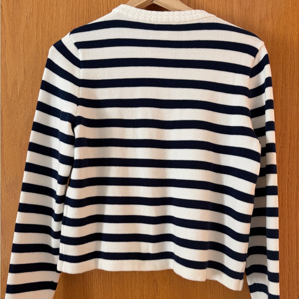 #116 J Crew Navy and White Striped Sweater. NWT. Size S. Classy! - Picture 6 of 10